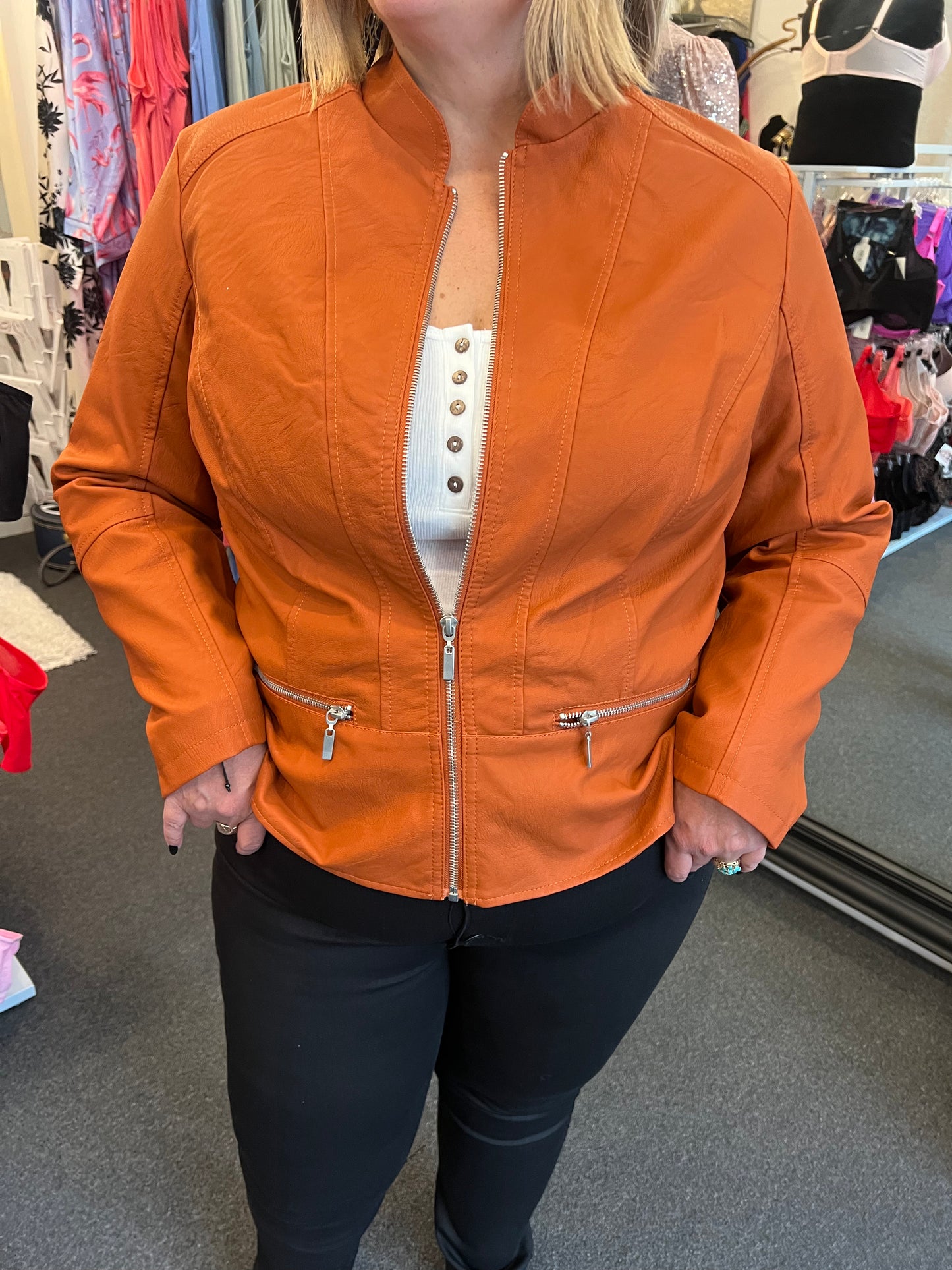 Cognac Peplum Jacket