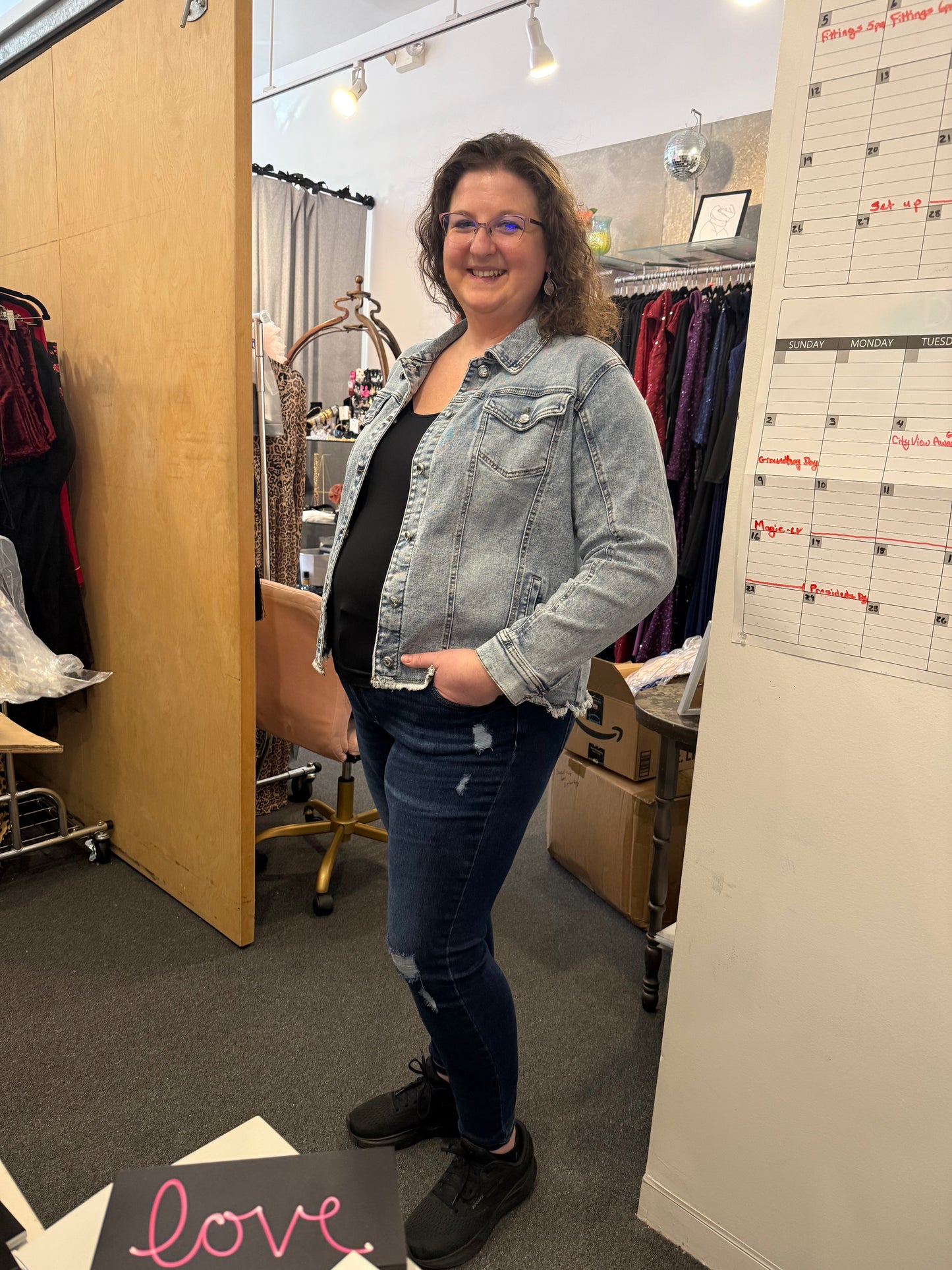 Denim Jacket with Bling Buttons