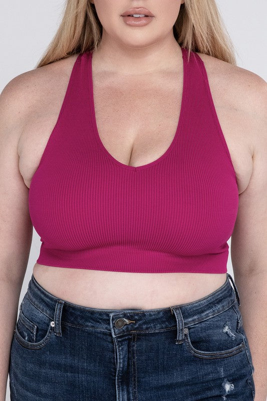 V Neck Cropped Racerback Tank Top