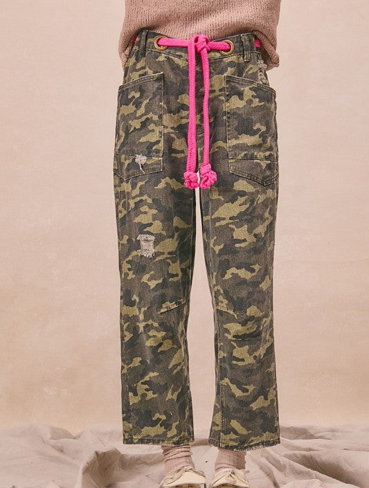 Camo Pants with Braided Belt