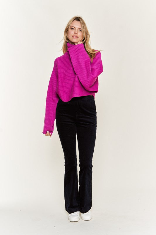 Mock neck wide sleeves top PLUS