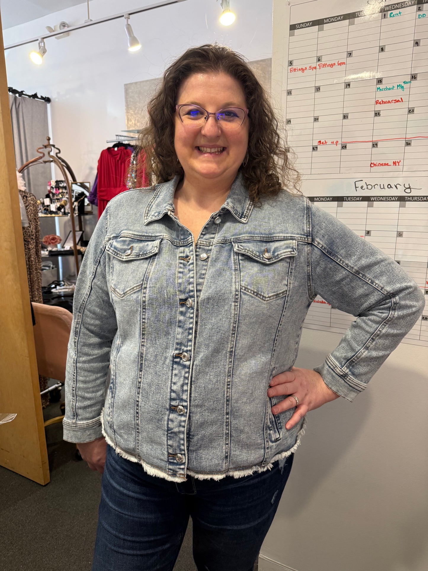 Denim Jacket with Bling Buttons