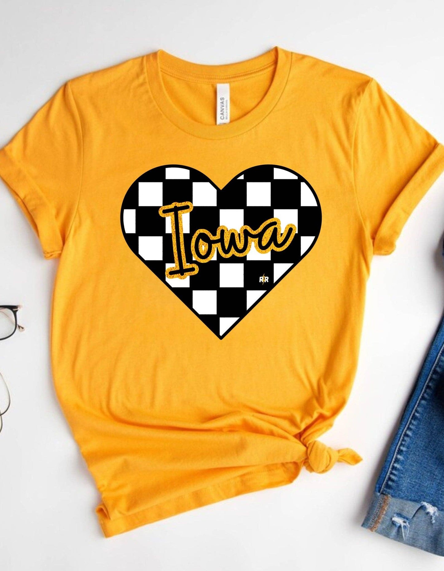 Iowa Checkered Heart Tee