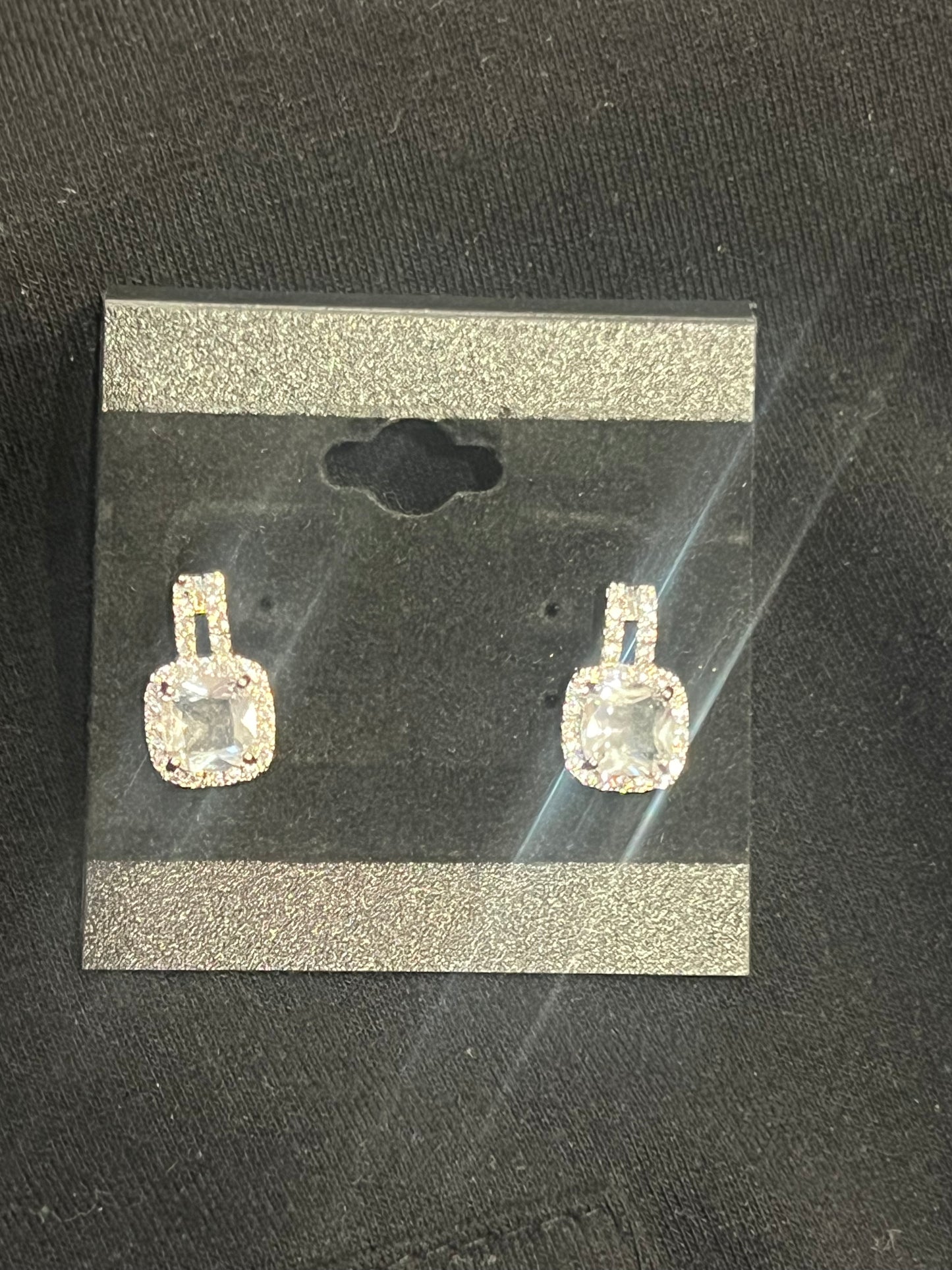 Cubic Zirconia Halo Stud Earrings