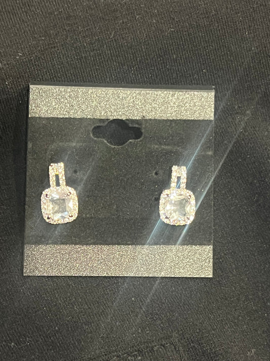 Cubic Zirconia Halo Stud Earrings