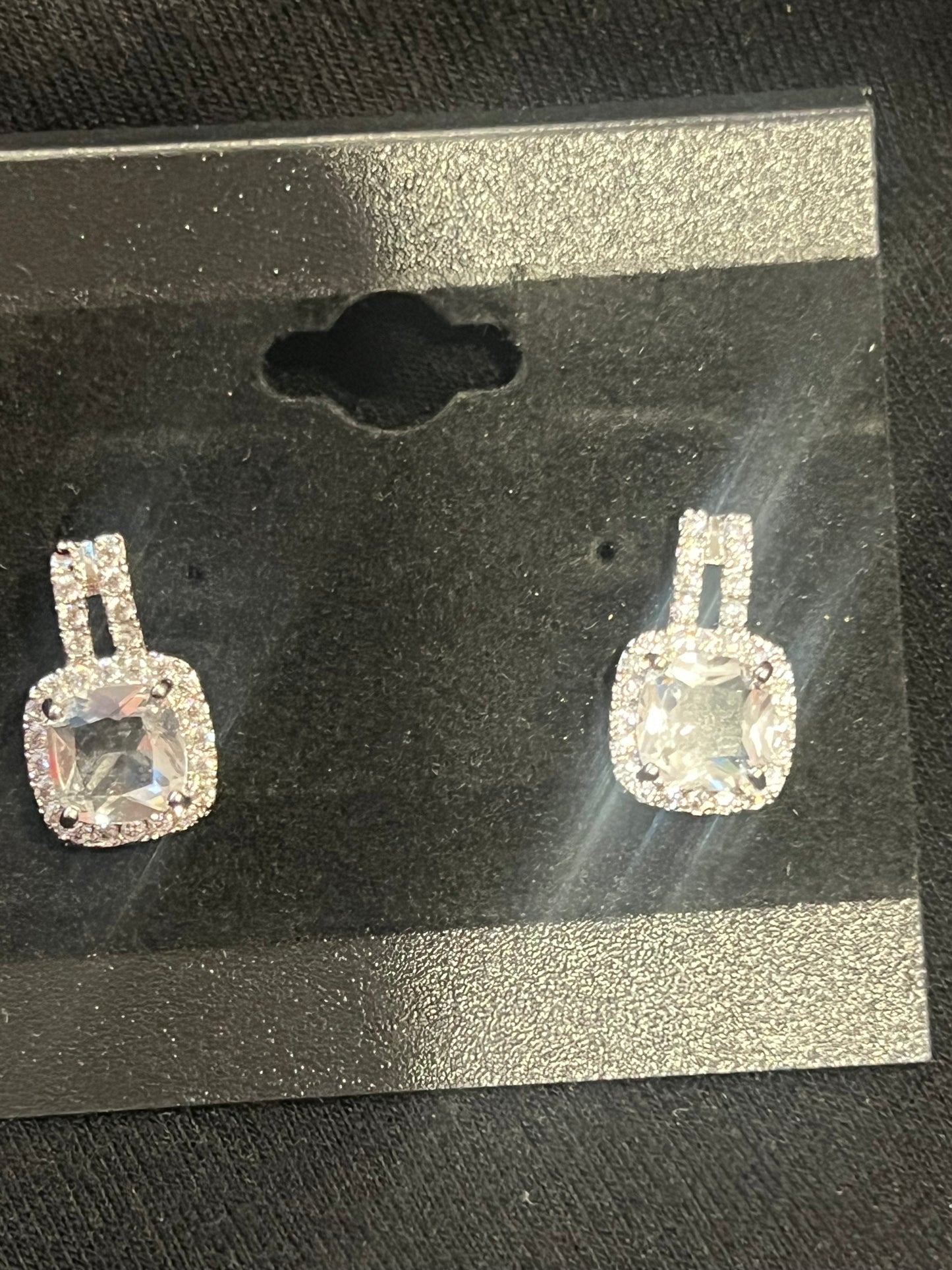 Cubic Zirconia Halo Stud Earrings