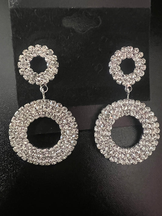 Rhinestone Circle Drop Earrings