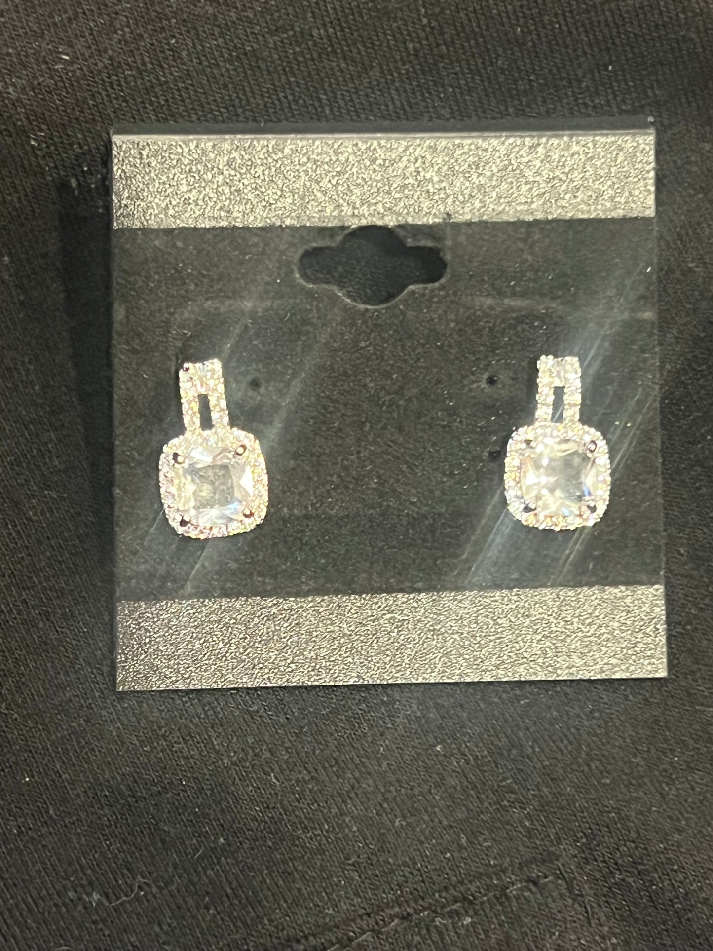 Cubic Zirconia Halo Stud Earrings