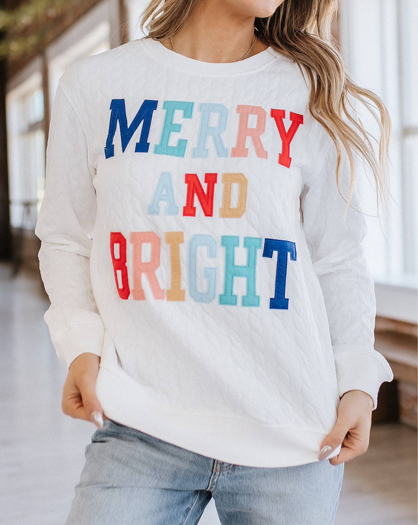 Merry & Bright Quilted Sweatshirt