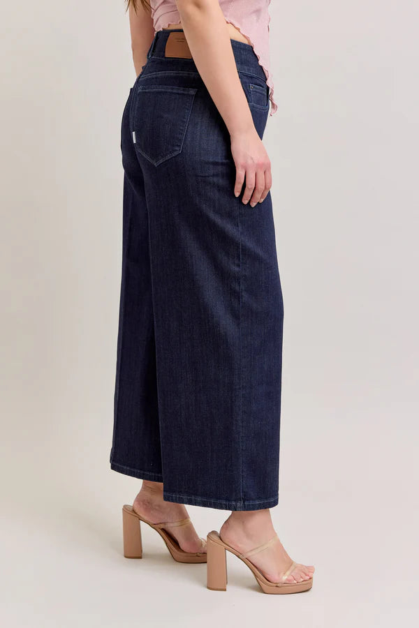 27" DISCLOSED High-Rise Double Button Wide Leg Crop