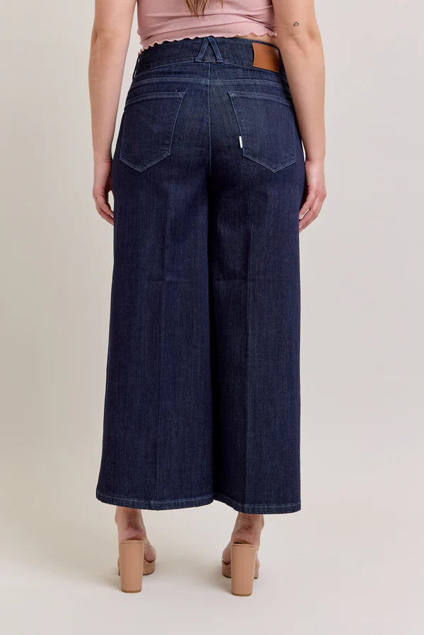 27" DISCLOSED High-Rise Double Button Wide Leg Crop