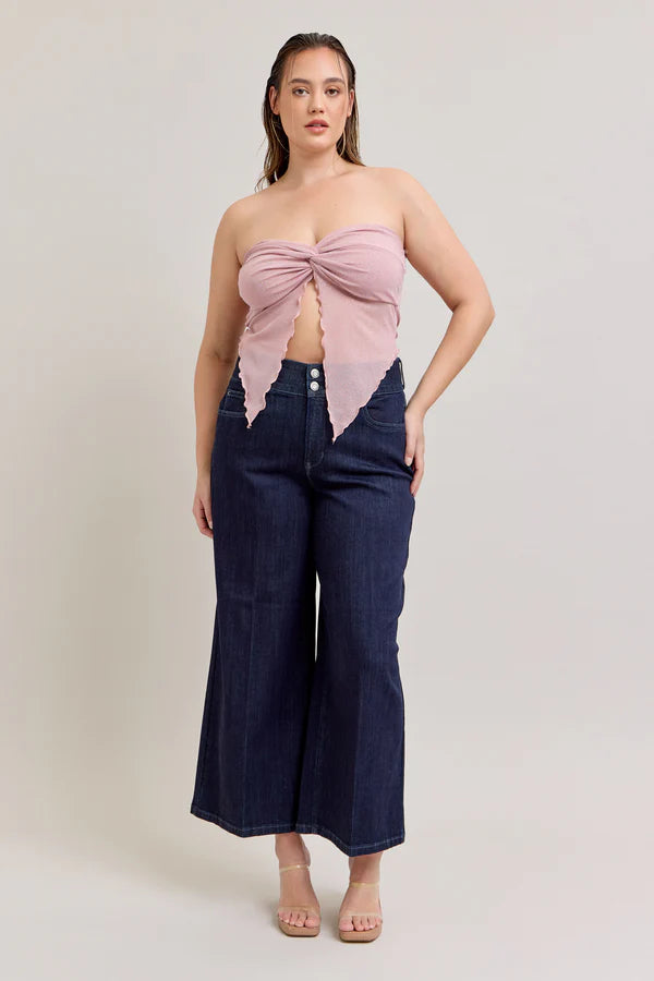 27" DISCLOSED High-Rise Double Button Wide Leg Crop