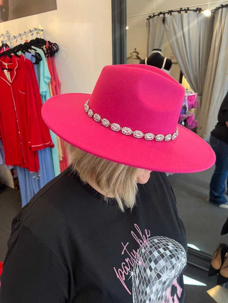 Fuchsia Rhinestone Fedora