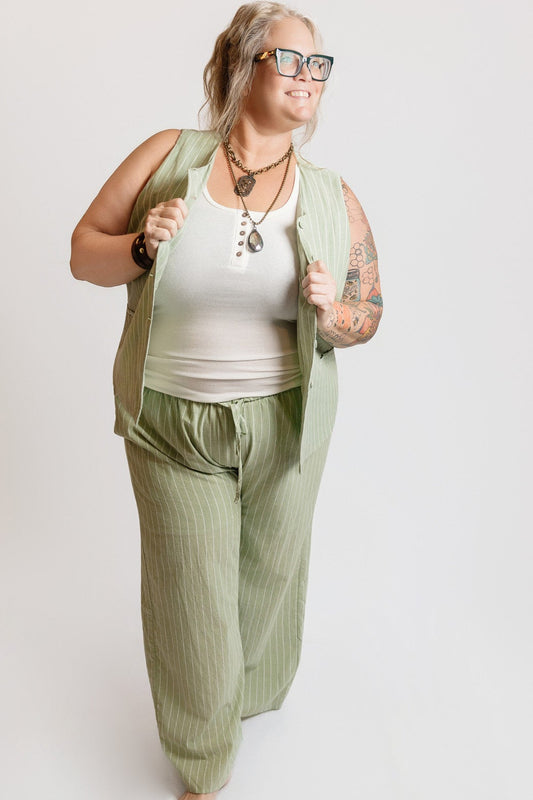Pistachio Pinstripe Pant Set