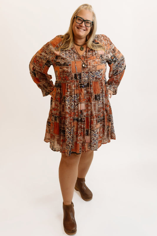 Paisley Ruffled Baby Doll Dress