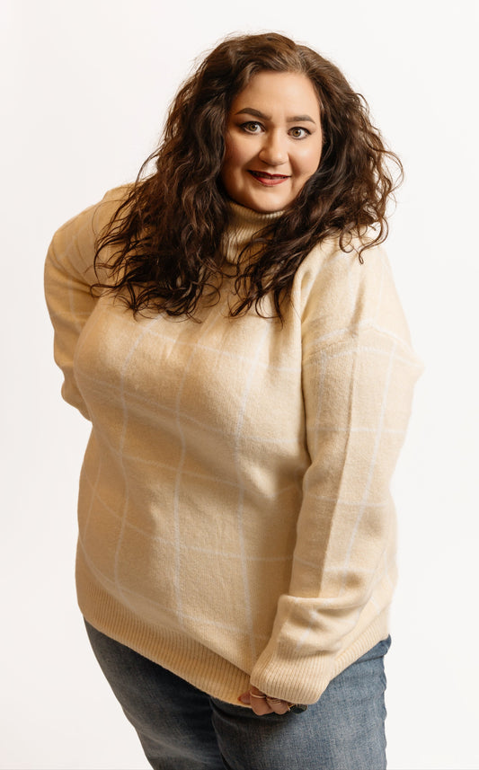 Apricot Windowpane Sweater