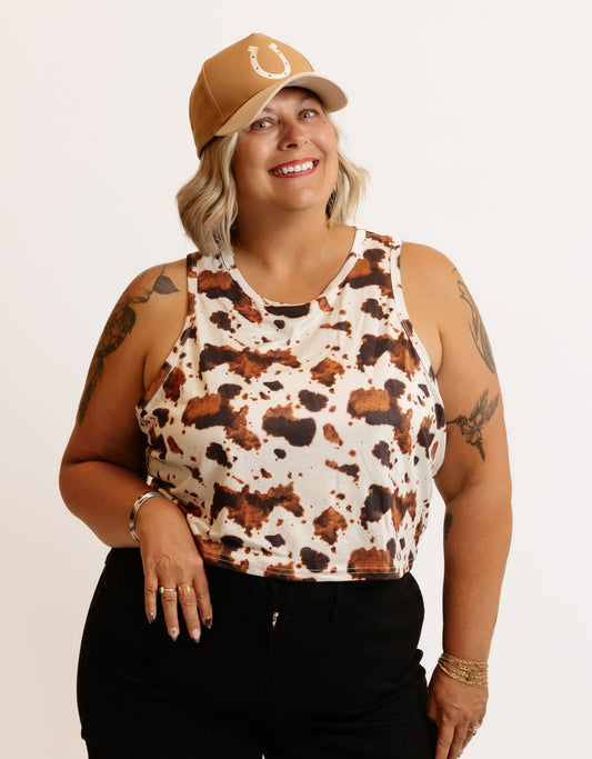 Cow Print Crop Tank