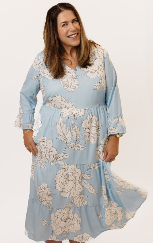 Powder Blue Tiered Dress
