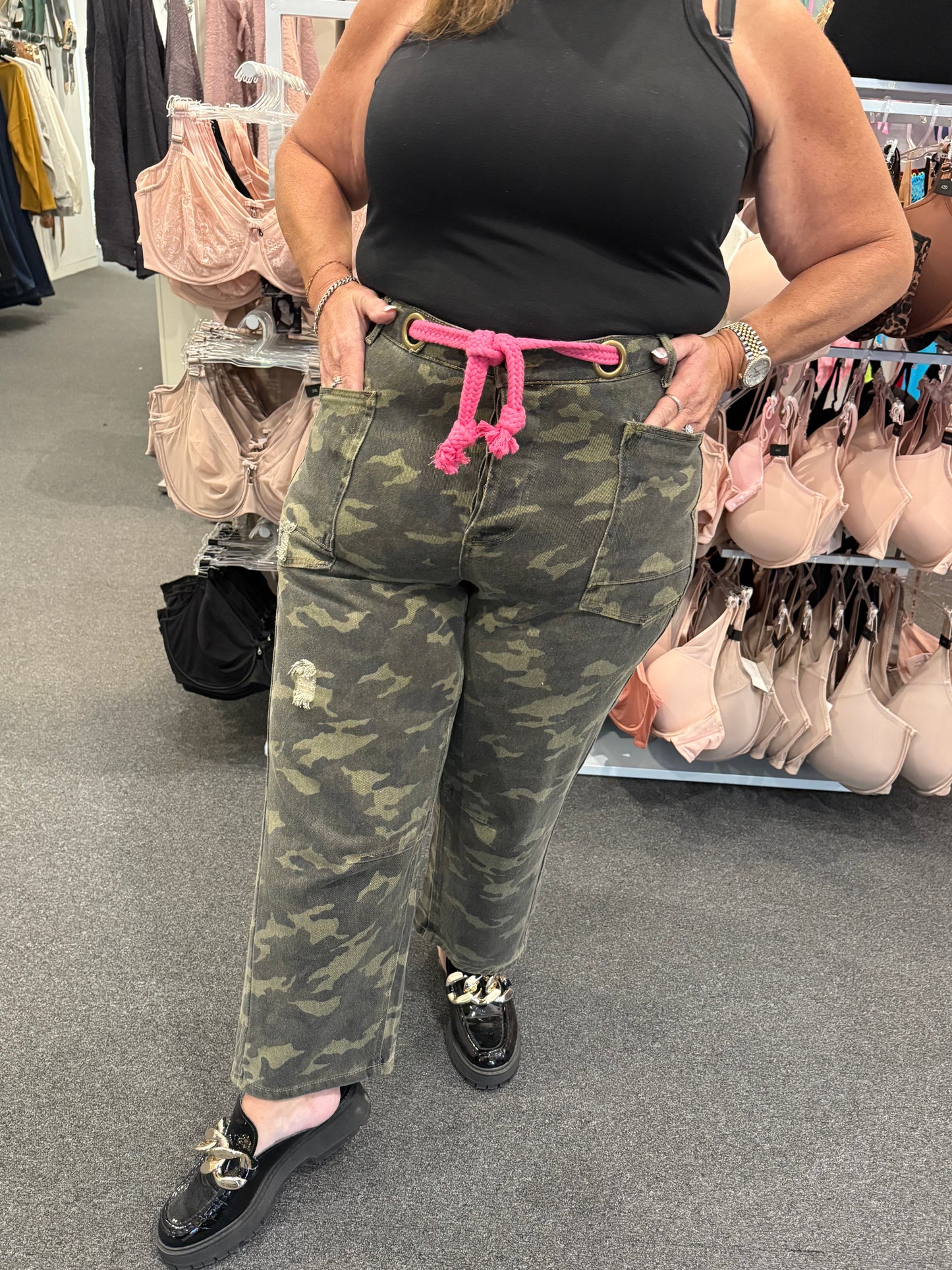 Camo Pants with Braided Belt