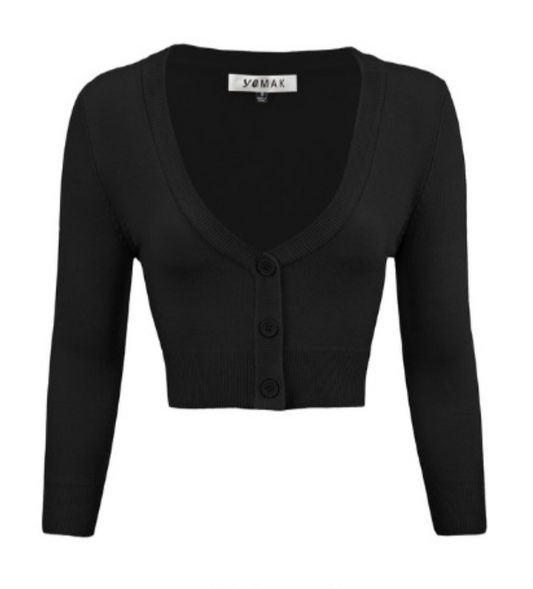 Three Button Cropped Cardi