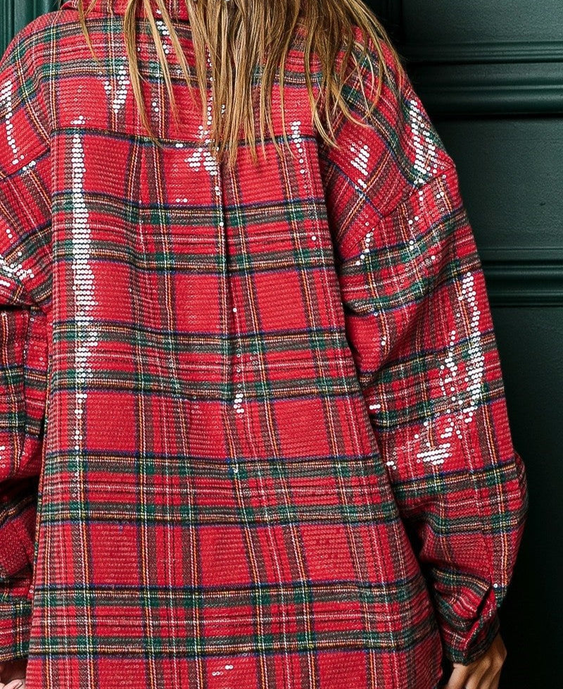 Sequin Plaid Holiday Shirt