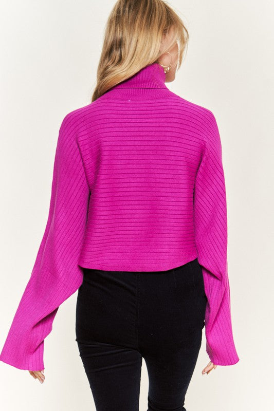 Mock neck wide sleeves top PLUS