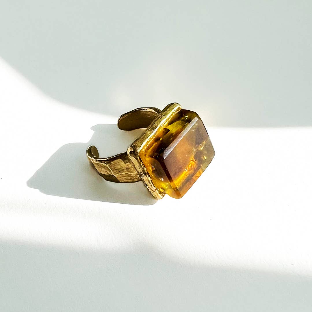 Tortoise Mosaic Adjustable Ring Gold