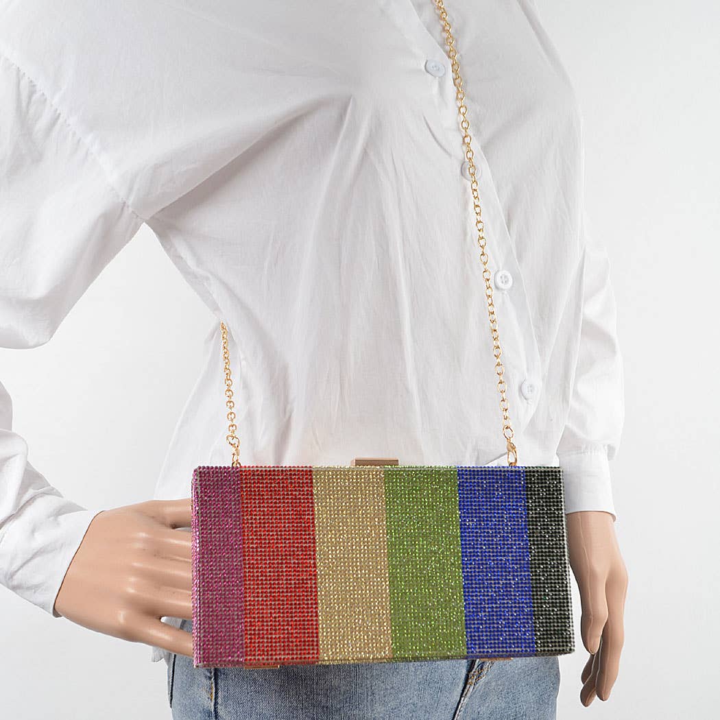 Rainbow Rhinestone Clutch