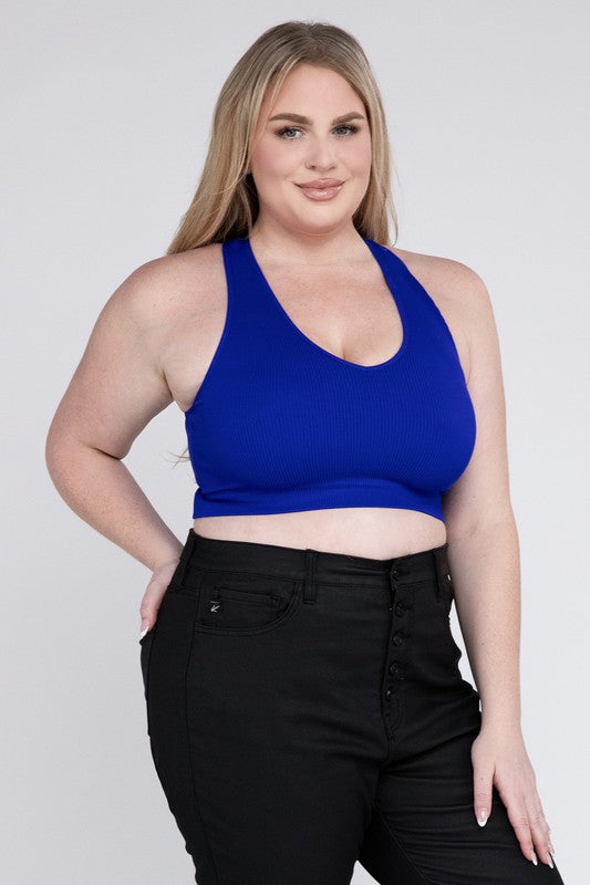 V Neck Cropped Racerback Tank Top