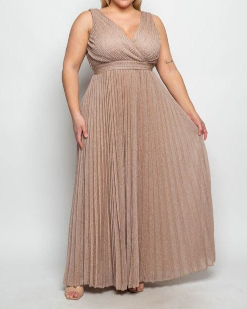 Swanky Pleated Gown