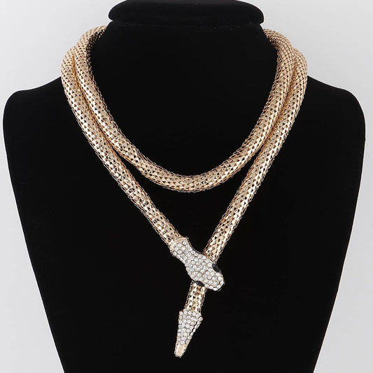 Jeweled Serpent Coil Necklace