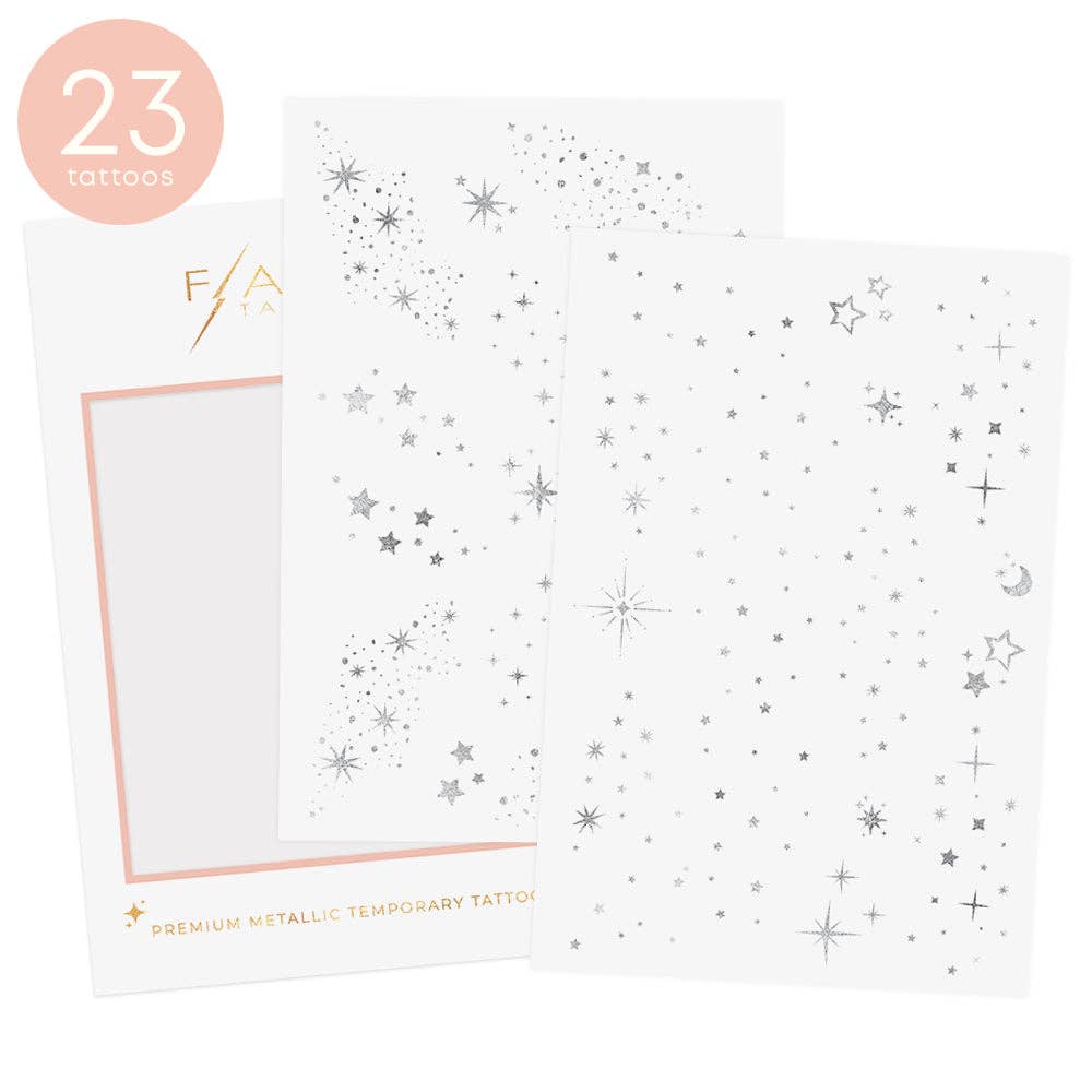 Fairy Dust Metallic Silver Freckle Face Tattoo Pack