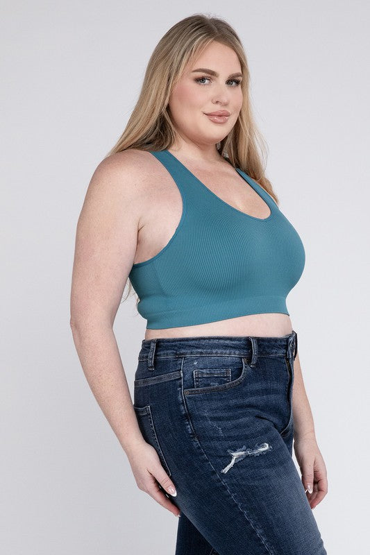 V Neck Cropped Racerback Tank Top