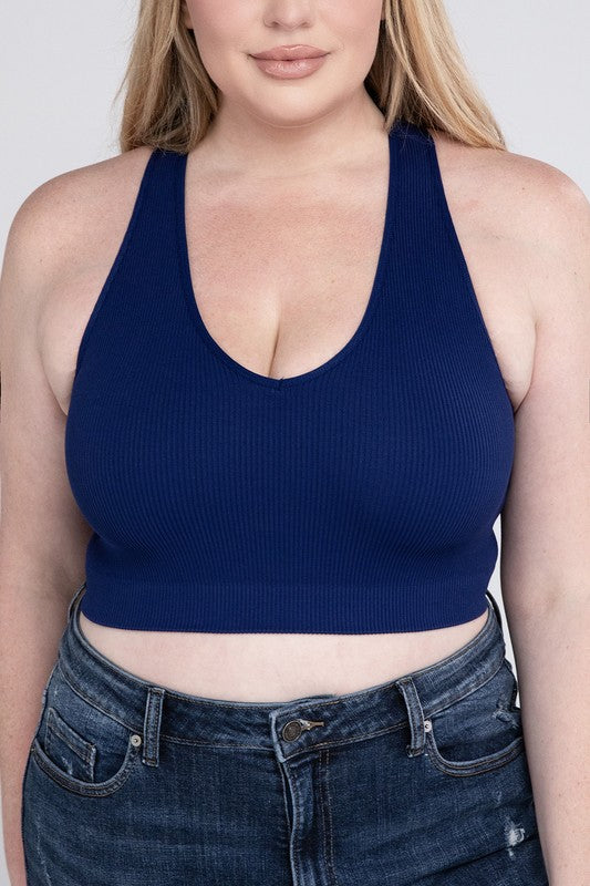 V Neck Cropped Racerback Tank Top