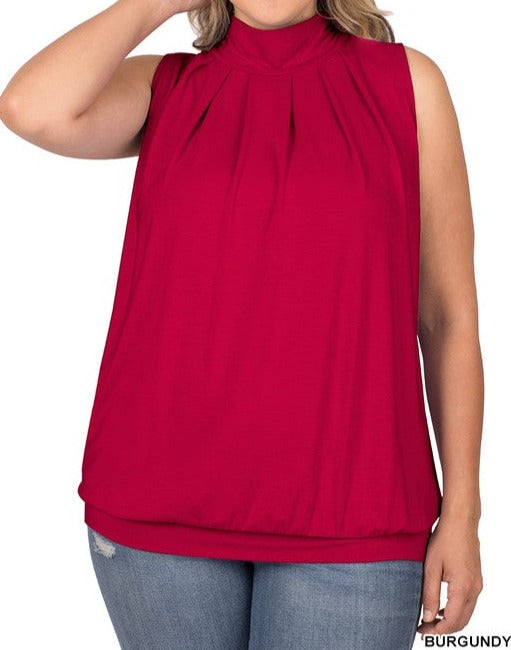 High Neck Pleated Top