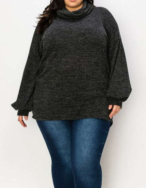 Turtleneck Bubble Sleeve Top