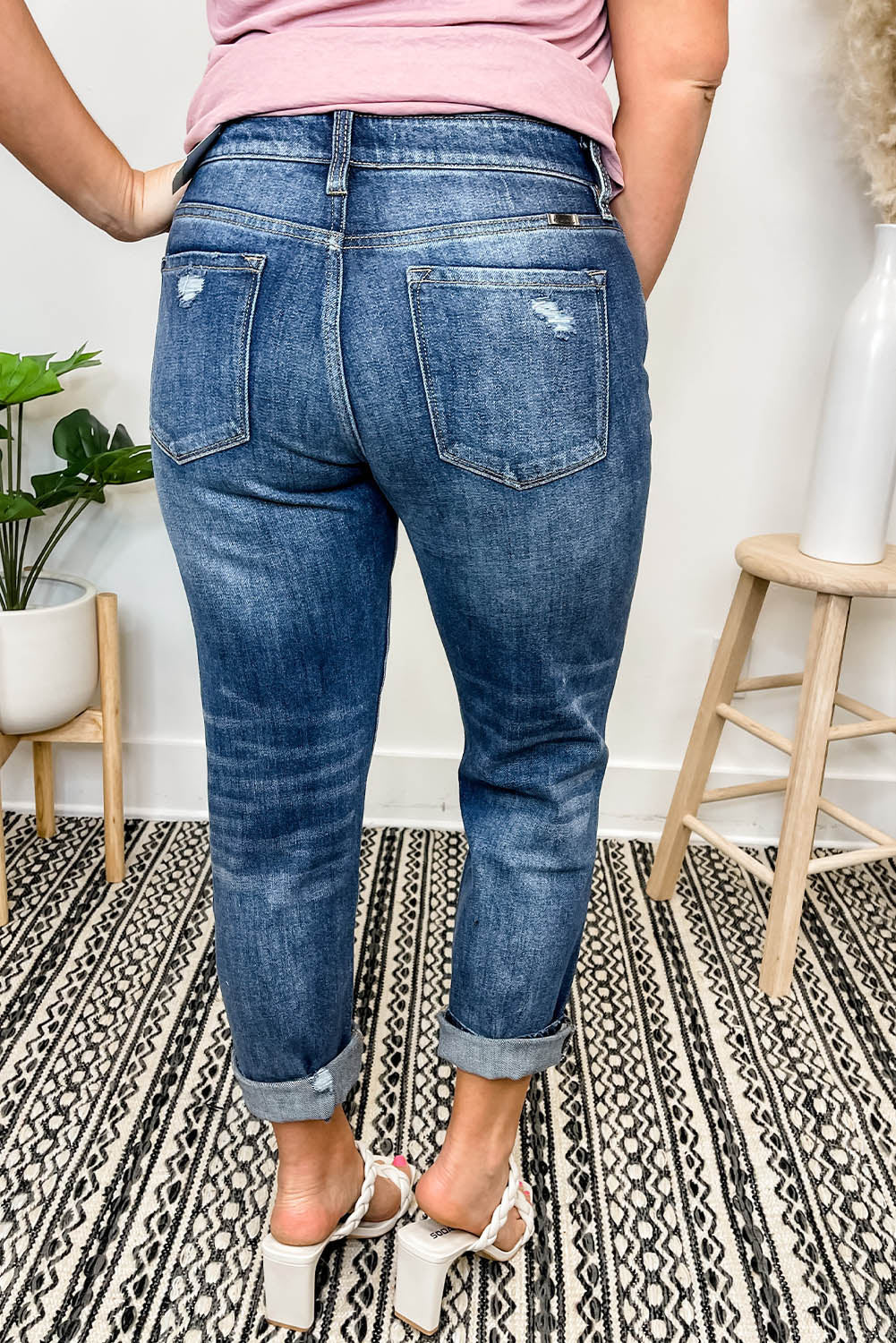 Distressed Straight Leg Denim H&J