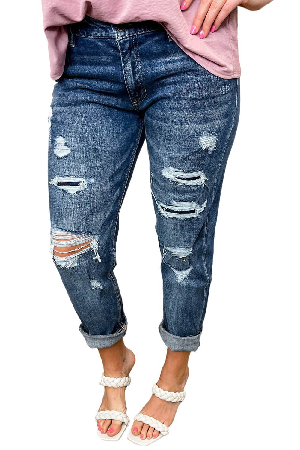 Distressed Straight Leg Denim H&J