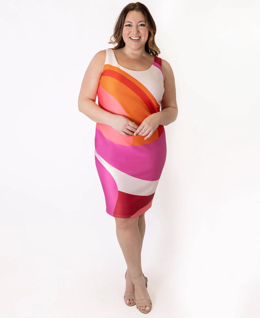 Abstract Scuba Sheath Dress